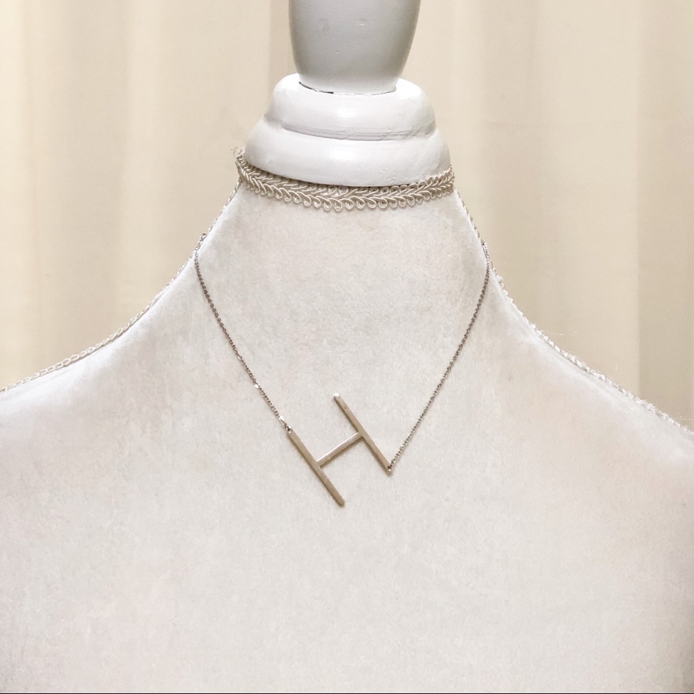 H Block Letter Monogram Stainless Steel Necklace - Picture 3 of 6